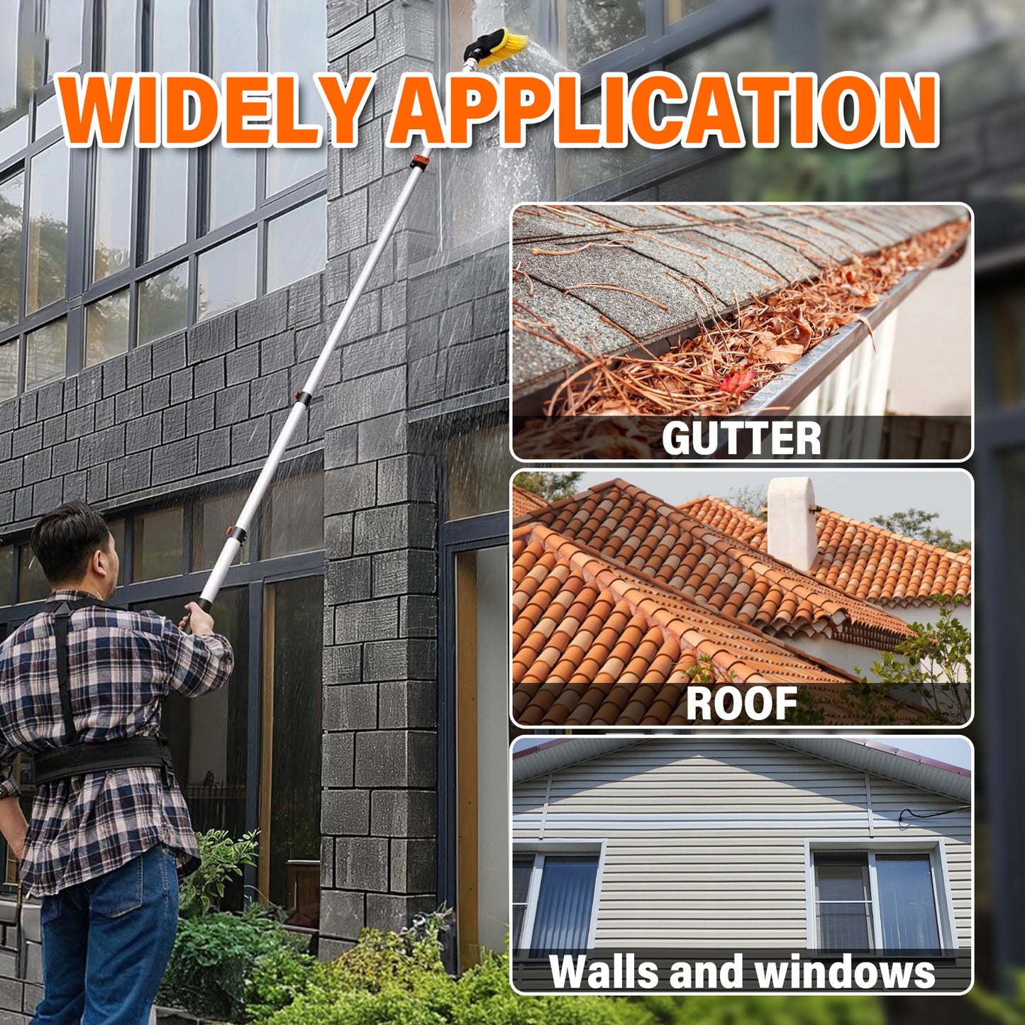 Roof Window Drains Fascia Cleaner Pressure Washer Telescopic Lance 5ft-20ft Full Set