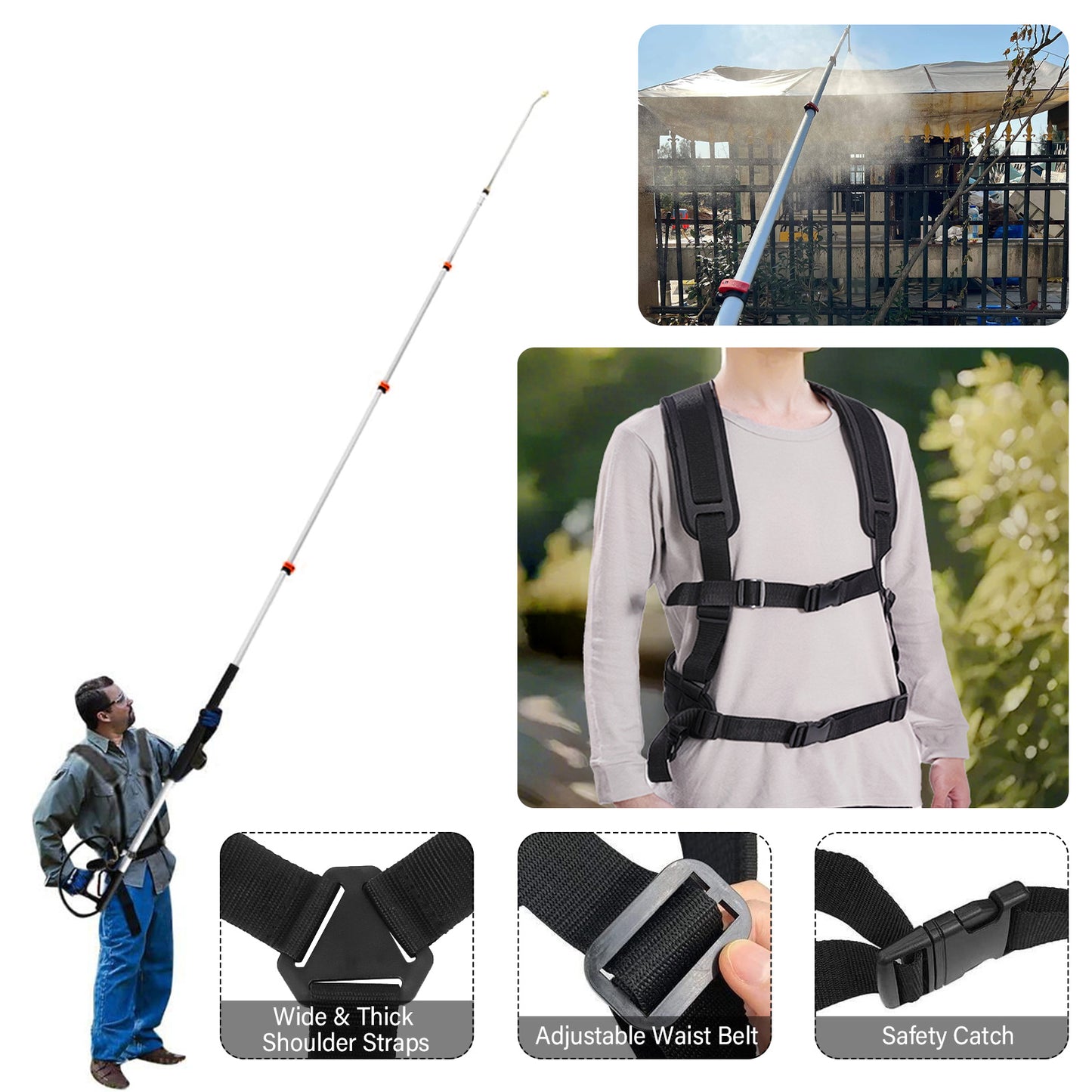Roof Window Drains Fascia Cleaner Pressure Washer Telescopic Lance 5ft-20ft Full Set