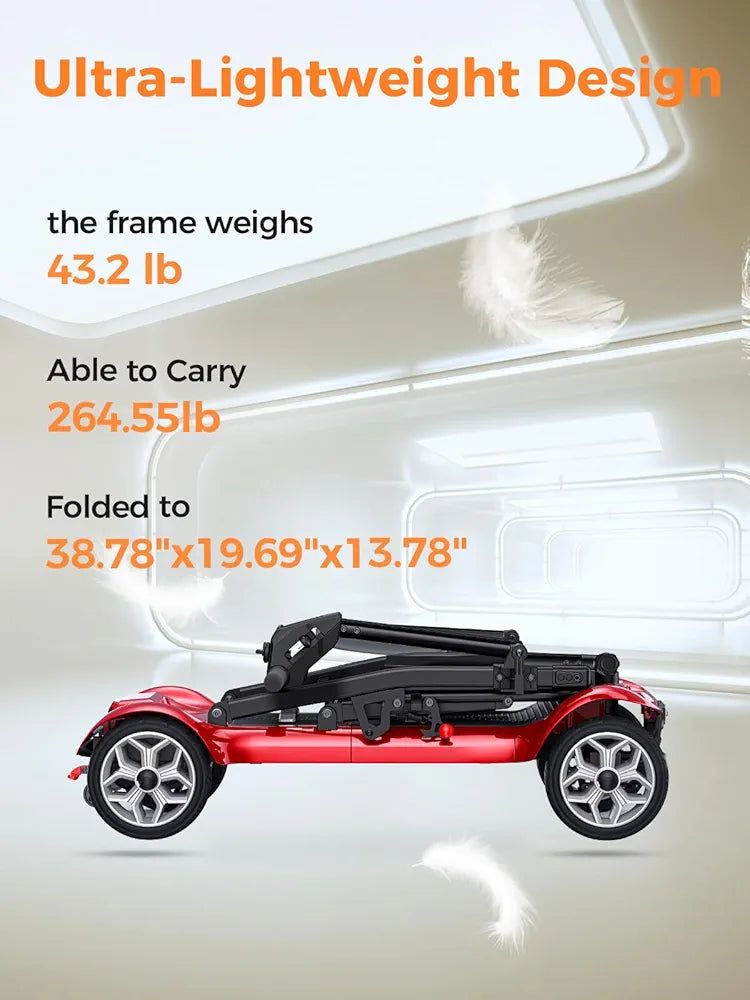 Mobility Scooter 18 Kg Lightweight Folding 12Ah Detachable Li-ion Battery