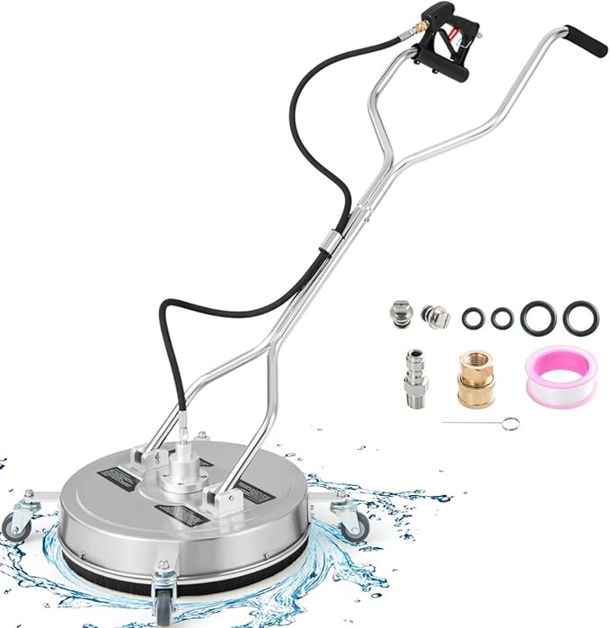 20" Pressure Washer Patio Driveway Cleaner 4 Wheels Dual Handle 4500 Max PSI