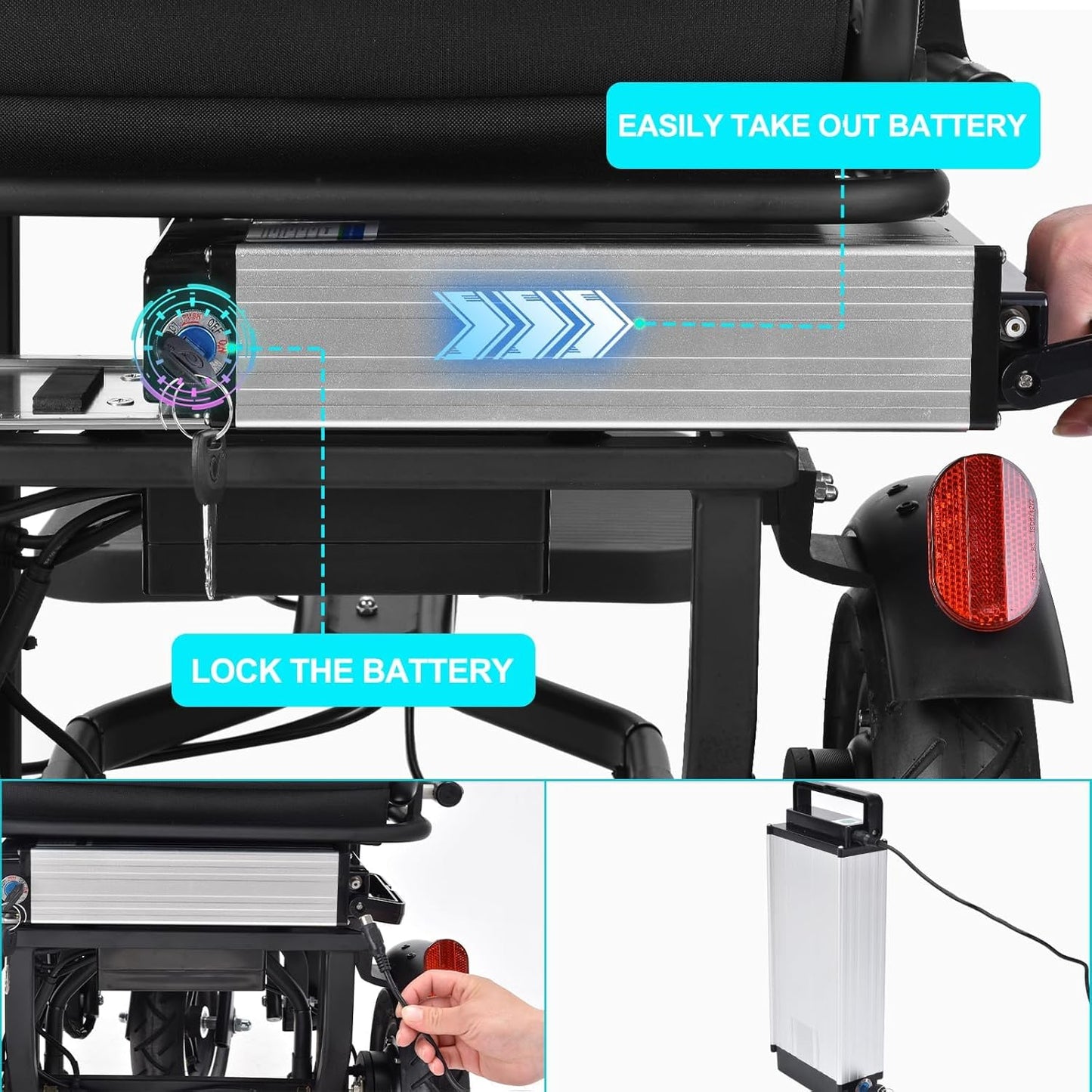 SCOTE-48350 Folding Mobility Scooter 3 Wheel Li-ion Dual Motor 700W, 20 Miles Range