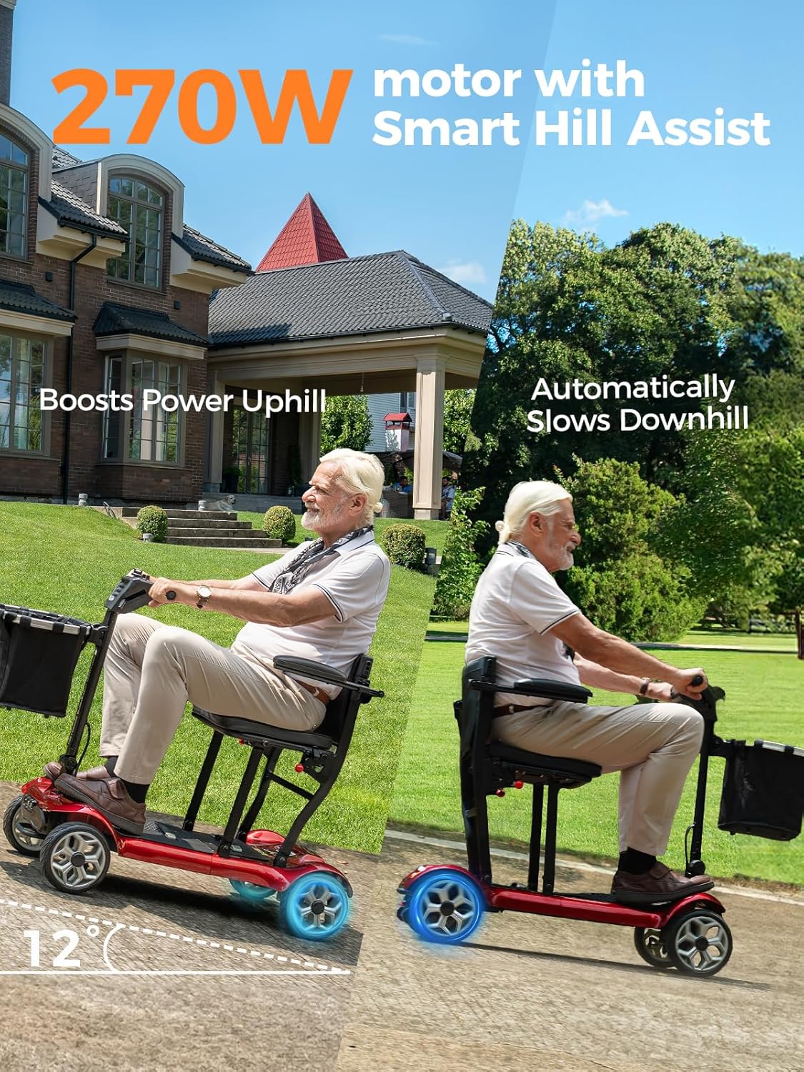 Mobility Scooter 18 Kg Lightweight Folding 12Ah Detachable Li-ion Battery
