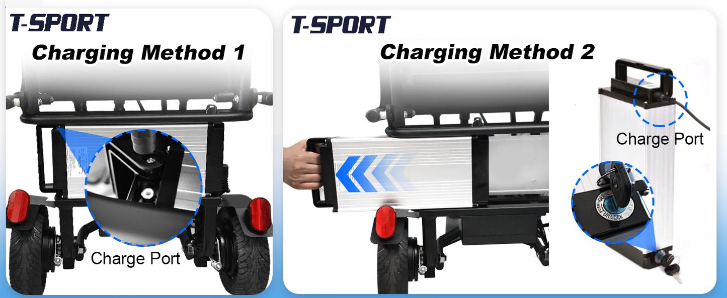 SCOTE-48350 Folding Mobility Scooter 3 Wheel Li-ion Dual Motor 700W, 20 Miles Range