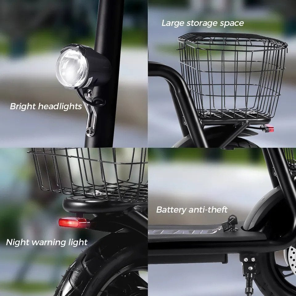 Electric Scooter With Seat And Basket 350W Folding