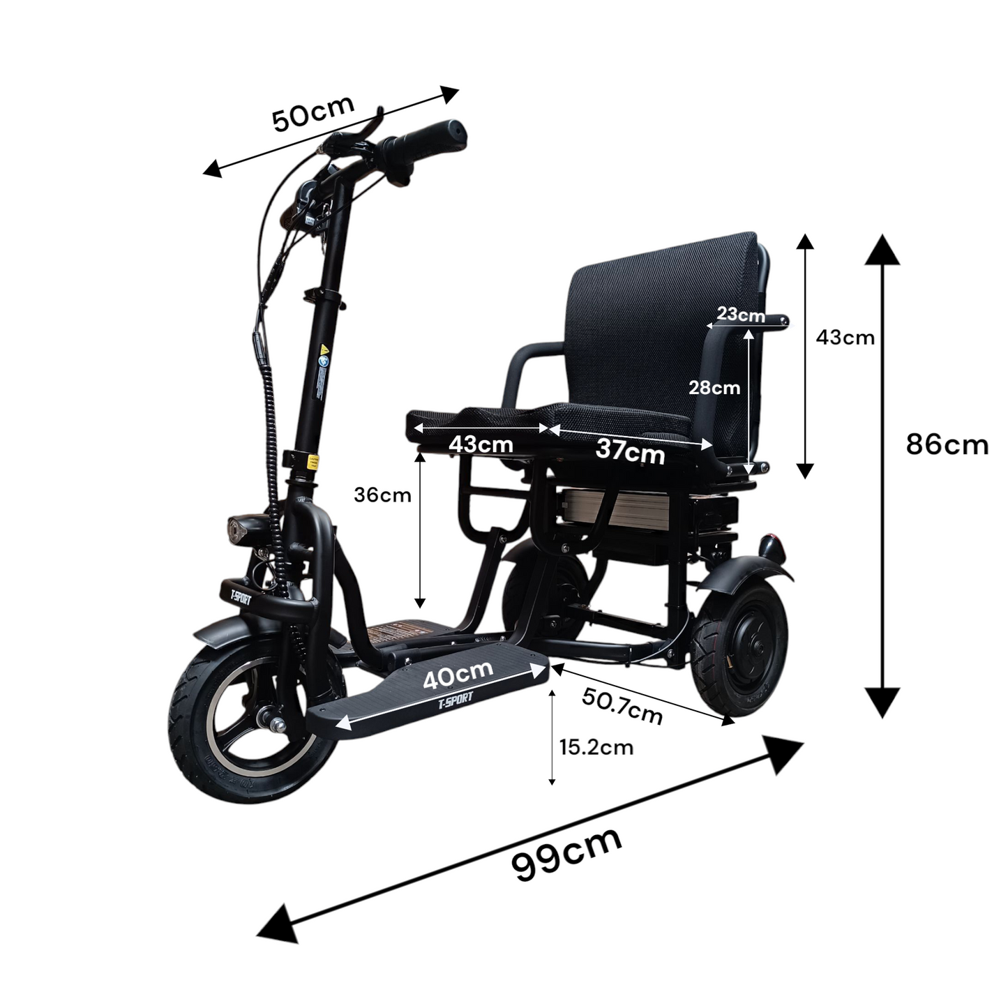 SCOTE-48350 Folding Mobility Scooter 3 Wheel Li-ion Dual Motor 700W, 20 Miles Range