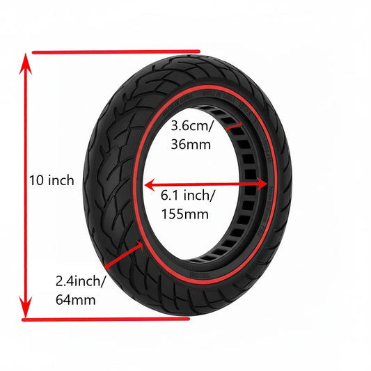 10 x 2.5 Solid Tubeless Tyre For SCOTE-48350 Red Stripe
