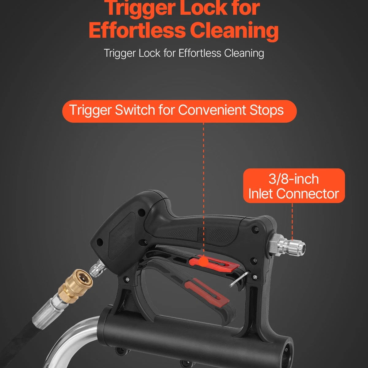 20" Pressure Washer Patio Driveway Cleaner 4 Wheels Dual Handle 4500 Max PSI