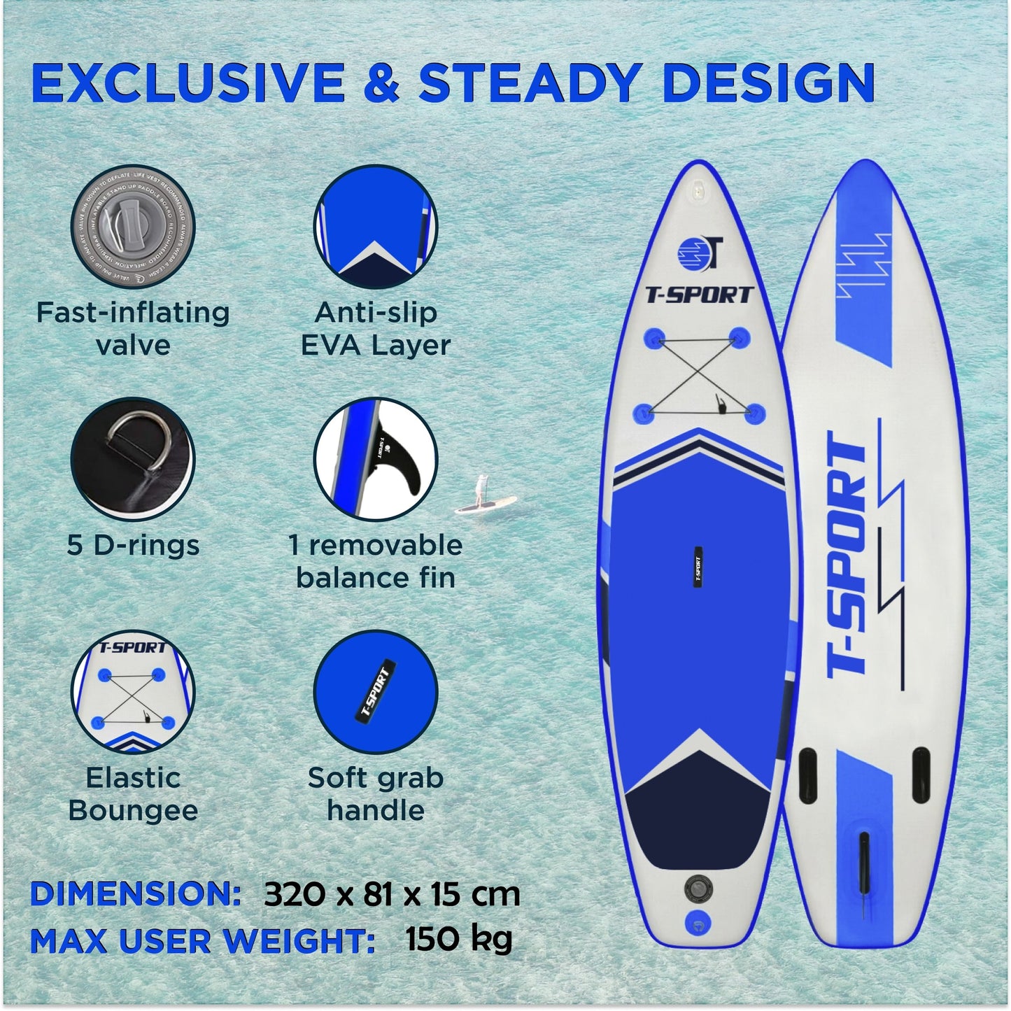 Inflatable Paddle Board Blue SUP 10'6"