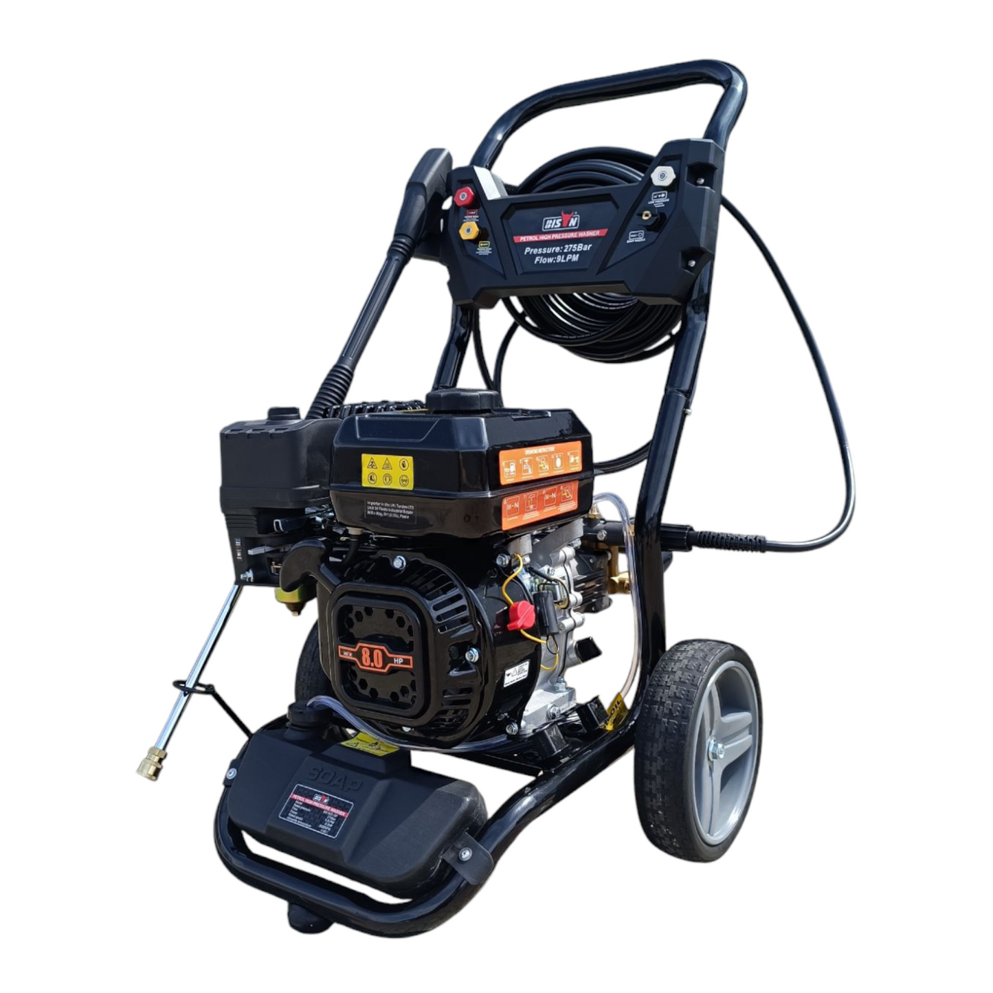 Bison BS180D-K High Pressure Petrol Washer 3950psi 275bar 8HP 20m Hose