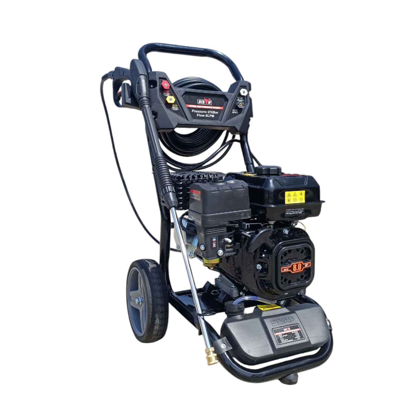 Bison BS180D-K High Pressure Petrol Washer 3950psi 275bar 8HP 20m Hose
