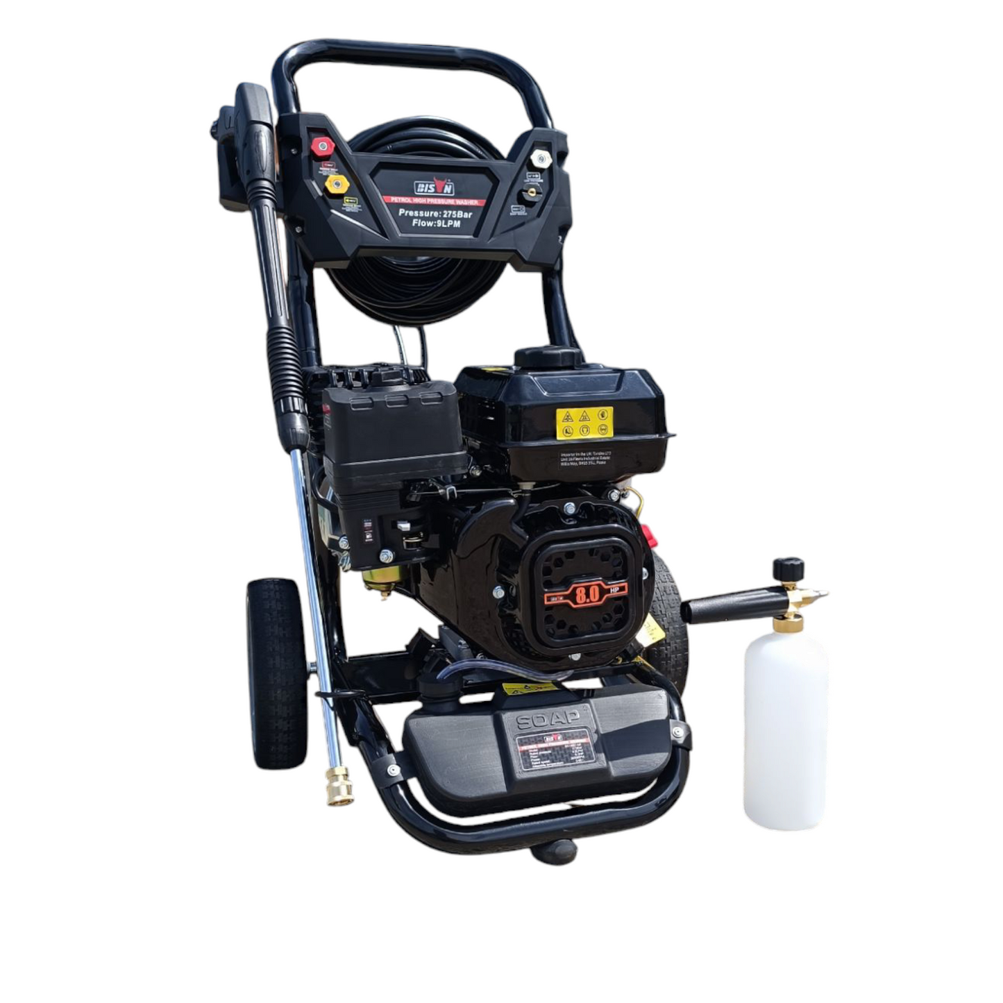 Bison BS180D-K High Pressure Petrol Washer 3950psi 275bar 8HP 20m Hose