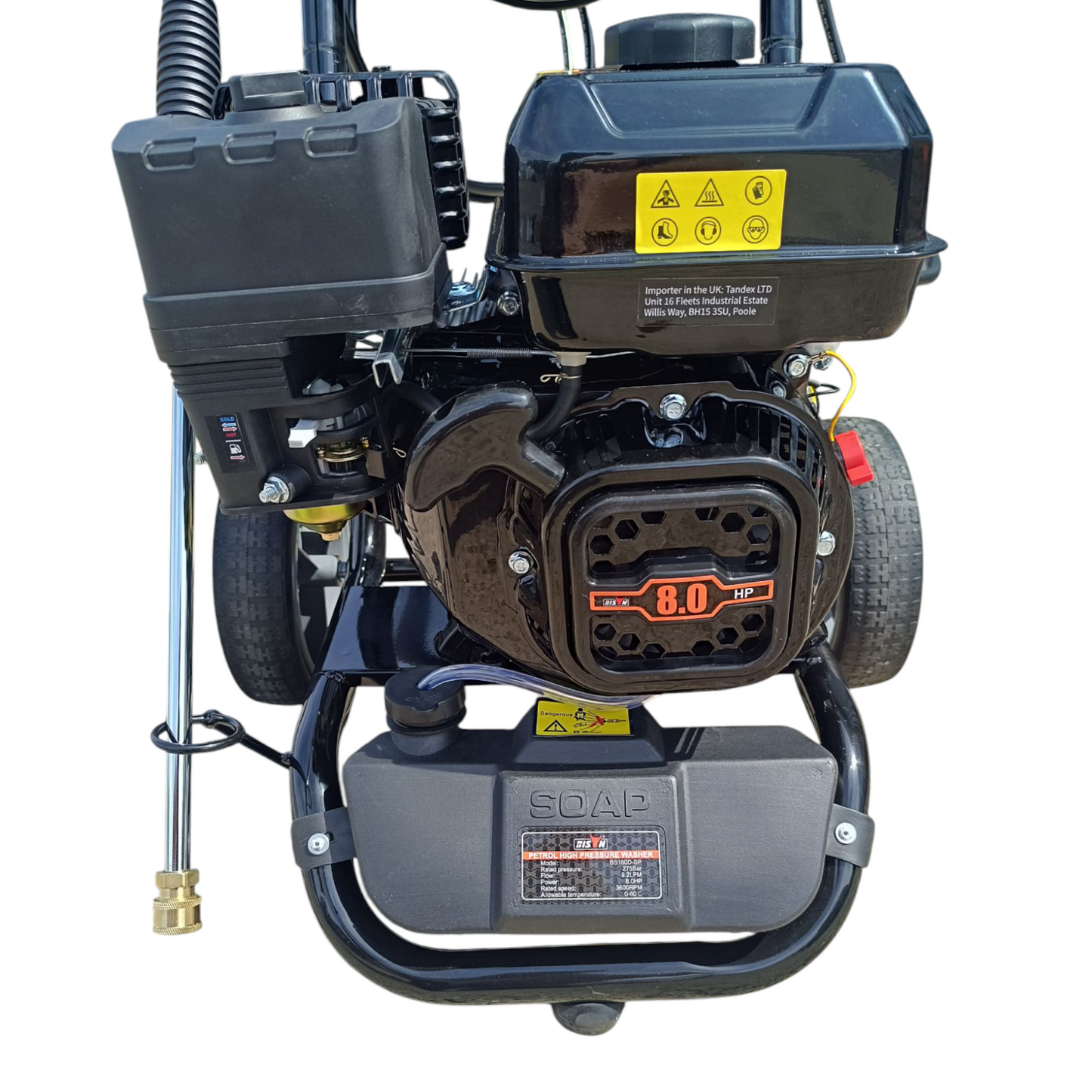 Bison BS180D-K High Pressure Petrol Washer 3950psi 275bar 8HP 20m Hose
