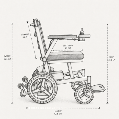 MAGNUM Lightweight Magnesium Folding Electric Wheelchair Powerchair 13 KG, Airline Friendly, Removable Battery