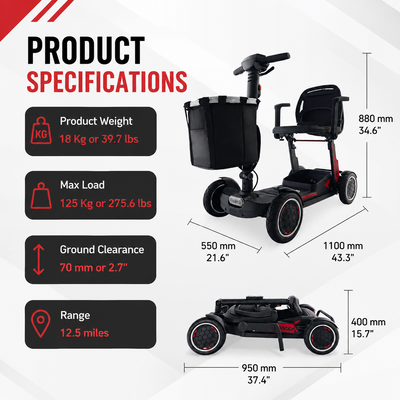 YL-996 Folding Mobility Scooter  Lightweight 19kg 2026 Model