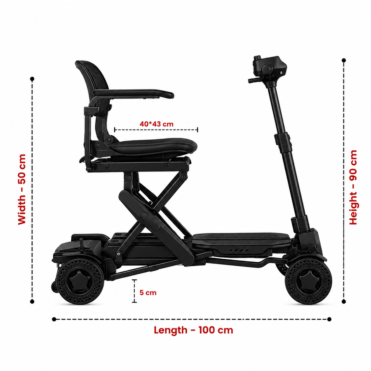 Explorer Auto Folding Mobility Scooter With Removable Battery 24kg, 12 Mile Range