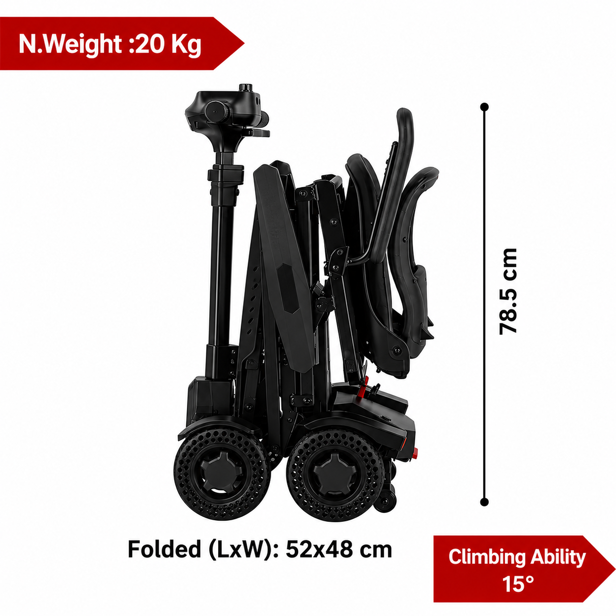 Explorer Auto Folding Mobility Scooter With Removable Battery 24kg, 12 Mile Range