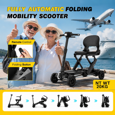 Explorer Auto Folding Mobility Scooter With Removable Battery 24kg, 12 Mile Range