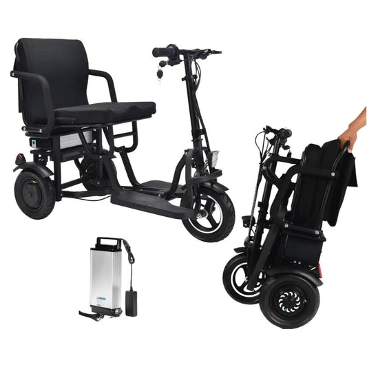 Folding Mobility Scooter 3 Wheel Li-ion 15Ah Dual Motor 700W