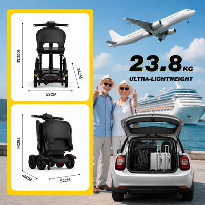 Explorer Auto Folding Mobility Scooter With Removable Battery 24kg, 12 Mile Range