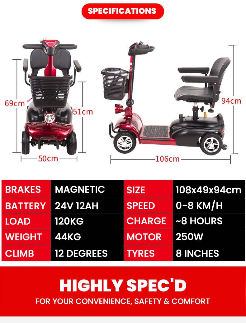 Pavement Legal Electric Mobility Scooter 20AH Lithium Battery