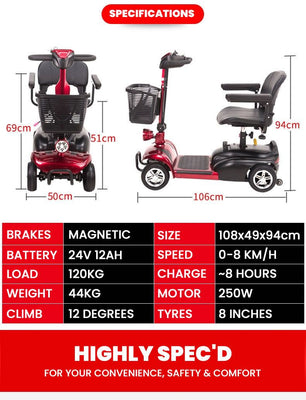 Pavement Legal Electric Mobility Scooter 20Ah Lithium Battery