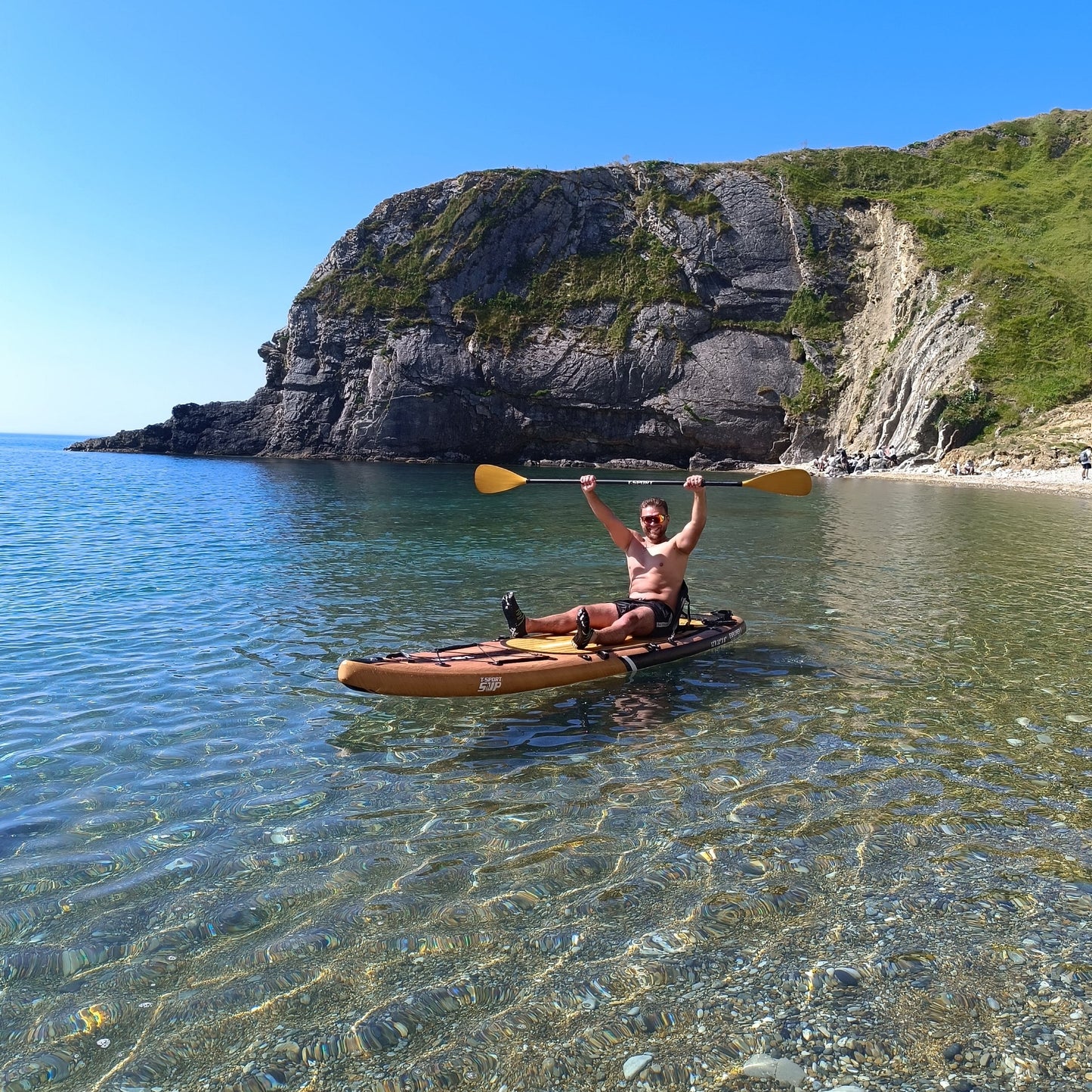 Paddle Board Explorer II SUP with Kayak Conversion Kit 12′ Wooden Style