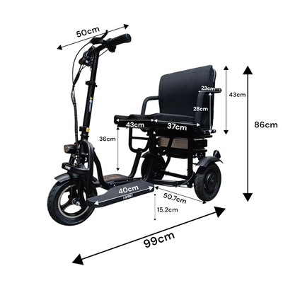 Folding Mobility Scooter 3 Wheel Li-ion 15Ah Dual Motor 700W SCOTE-48350