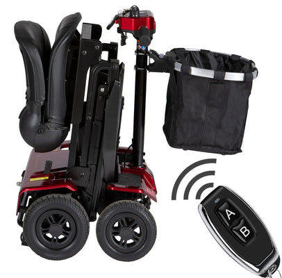 Auto Folding Electric Mobility Scooter Remote Control Removable Lithium Battery