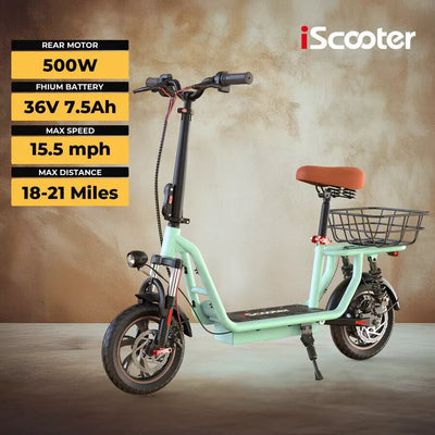 Electric Scooter with Seat Adult 500W Folding E-Scooter 18M Range