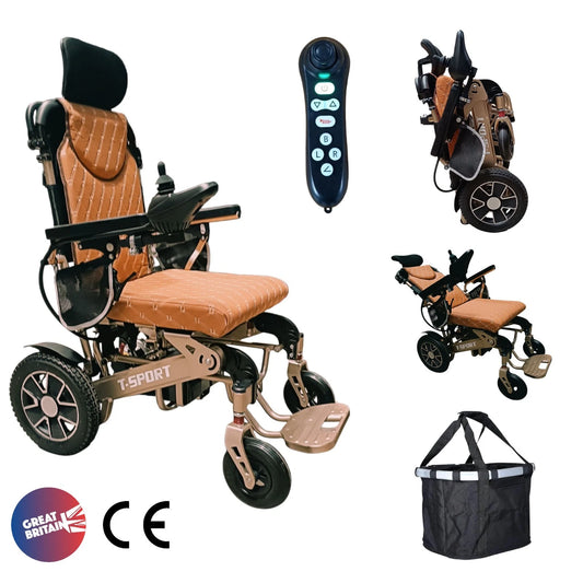 MAX PRO Folding Electric Wheelchair Powerchair With Remote, Reclining