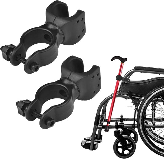 Walking Stick Holder for Mobility Scooter, 2 Pack with 360 Degree Rotatable Clip