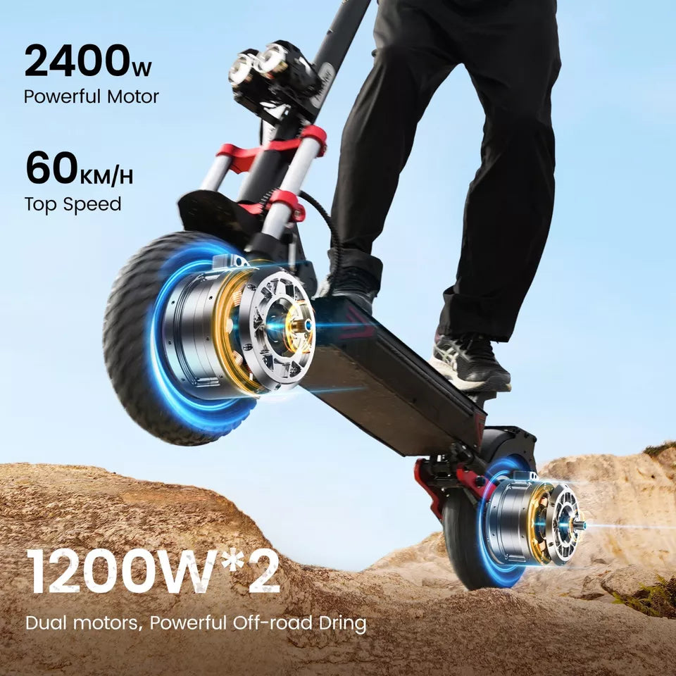 Electric Scooter 2400W 48V 20AH Off-Road E-Scooter 12" Adult 38MPH