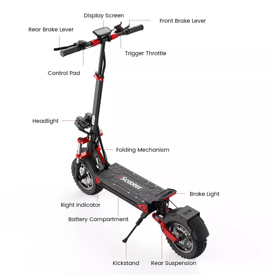 Electric Scooter 2400W 48V 20AH Off-Road E-Scooter 12" Adult 38MPH