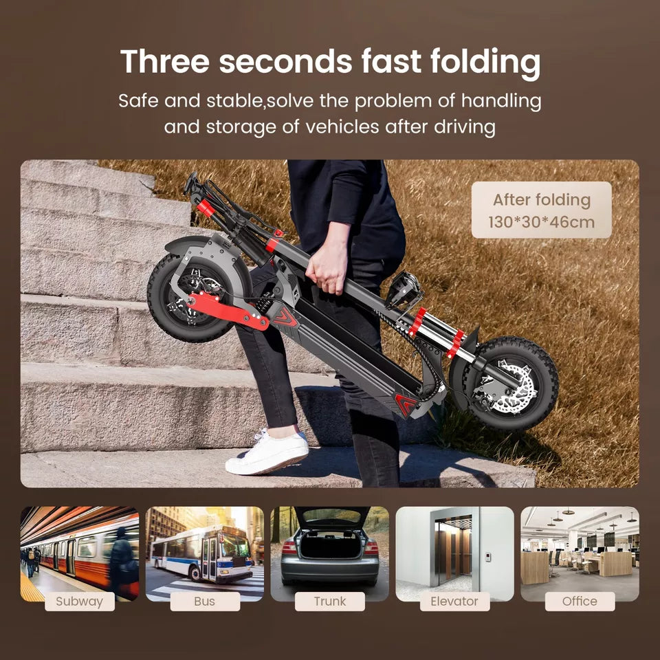 Electric Scooter 2400W 48V 20AH Off-Road E-Scooter 12" Adult 38MPH