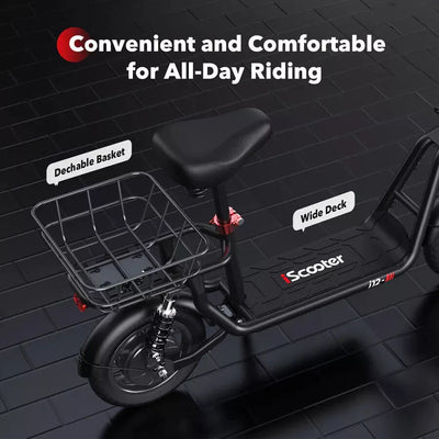 Electric Scooter with Seat Adult 500W Folding E-Scooter 18M Range