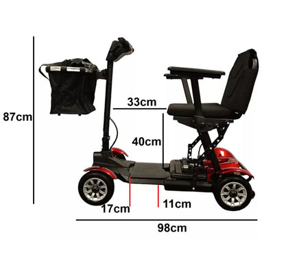 Mobility Scooter Folding With Detachable Li-ion Battery Lightweight 19KG UK