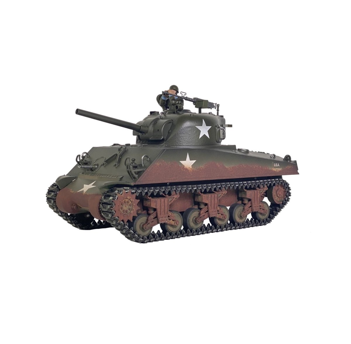 TAIGEN HAND PAINTED SHERMAN RC TANK - 360 TURRET AND METAL PARTS