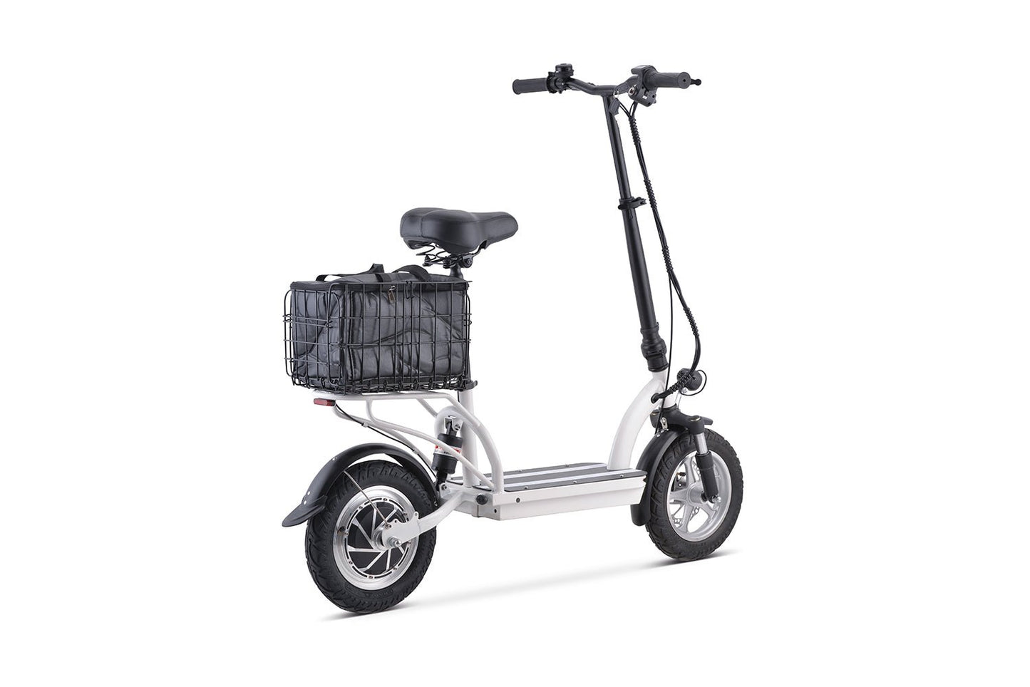 Electric Scooter With Seat And Basket Folding Adult 10AH 350W White i43