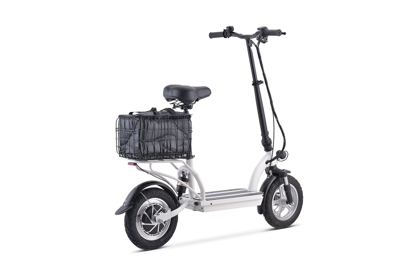 ELECTRIC SCOOTER WITH SEAT AND BASKET FOLDING ADULT 10AH 350W WHITE i43