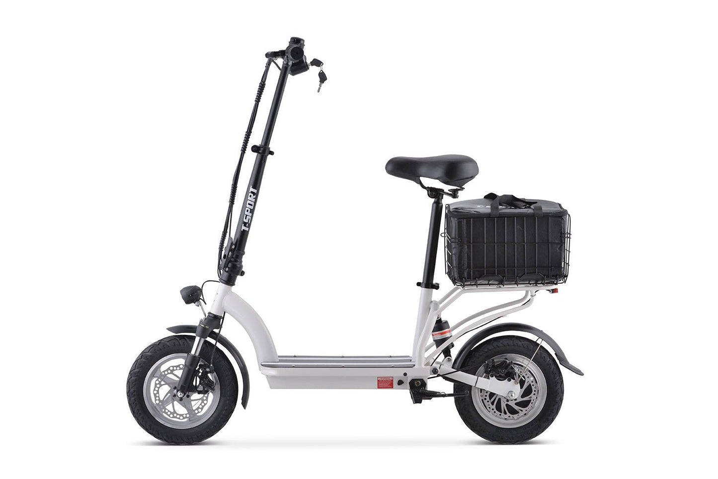 ELECTRIC SCOOTER WITH SEAT AND BASKET FOLDING ADULT 10AH 350W WHITE i43