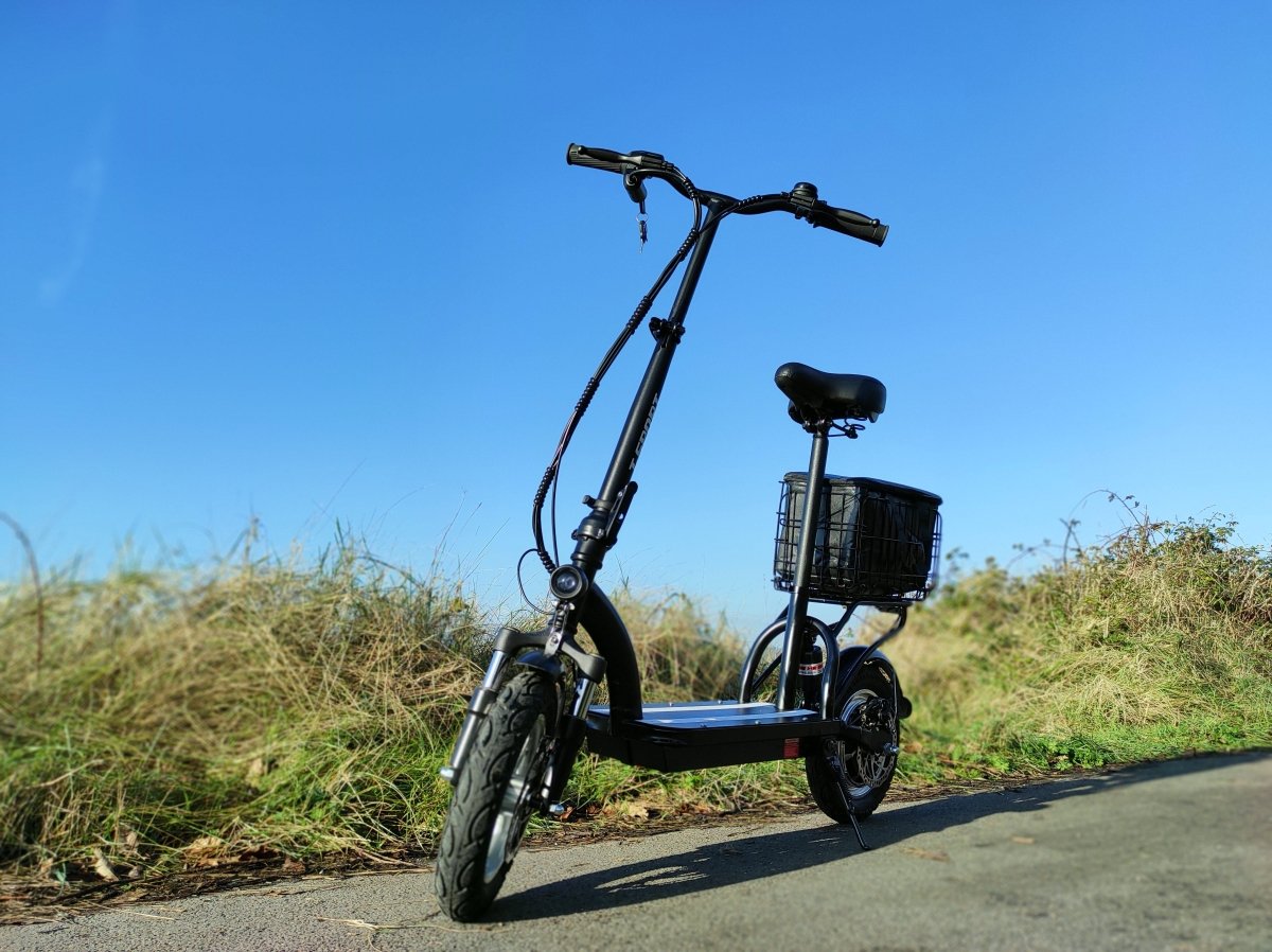 Electric Scooter With Seat And Basket Folding 10AH 350W Black i43