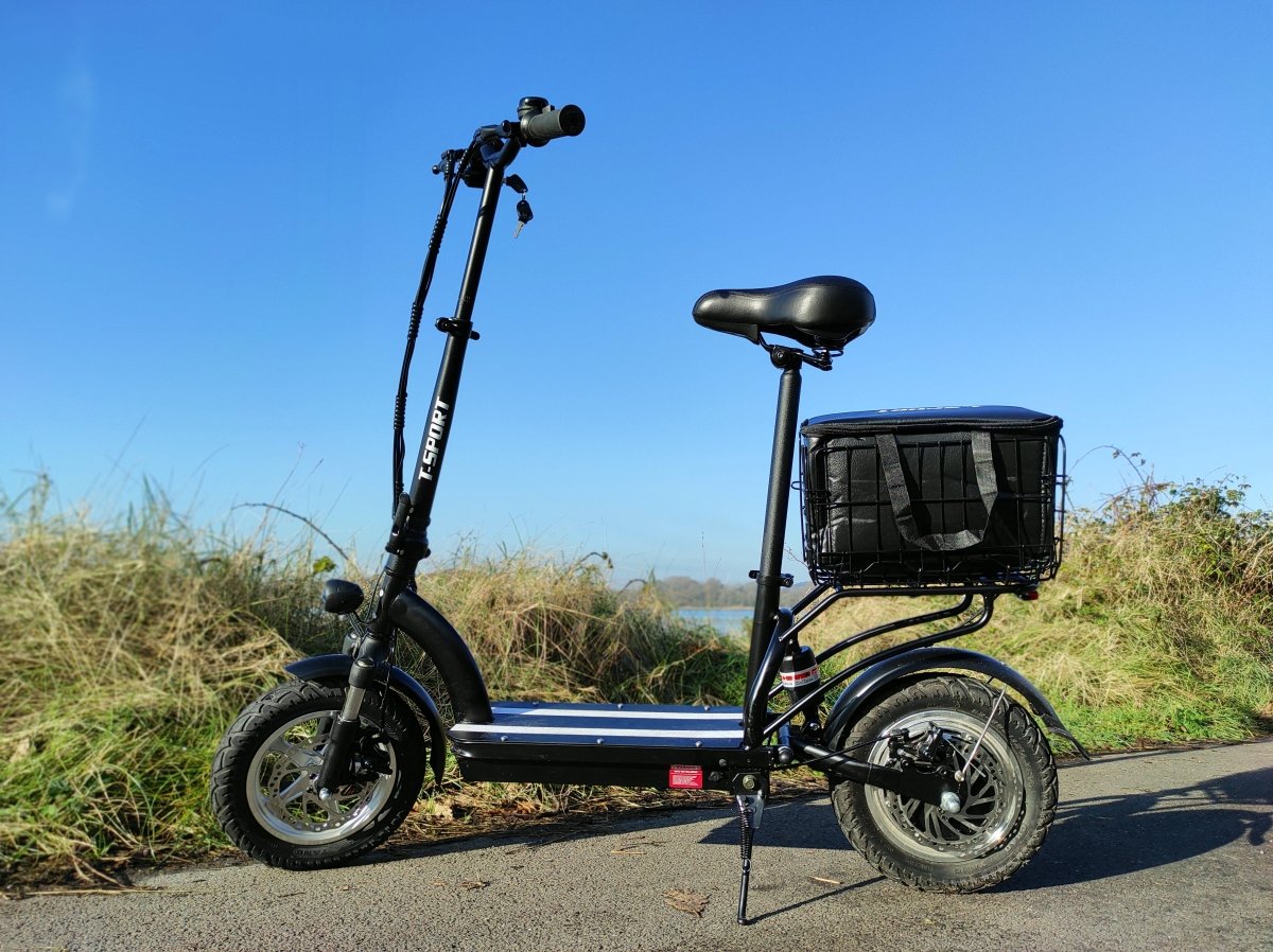 Electric Scooter With Seat And Basket Folding 10AH 350W Black i43