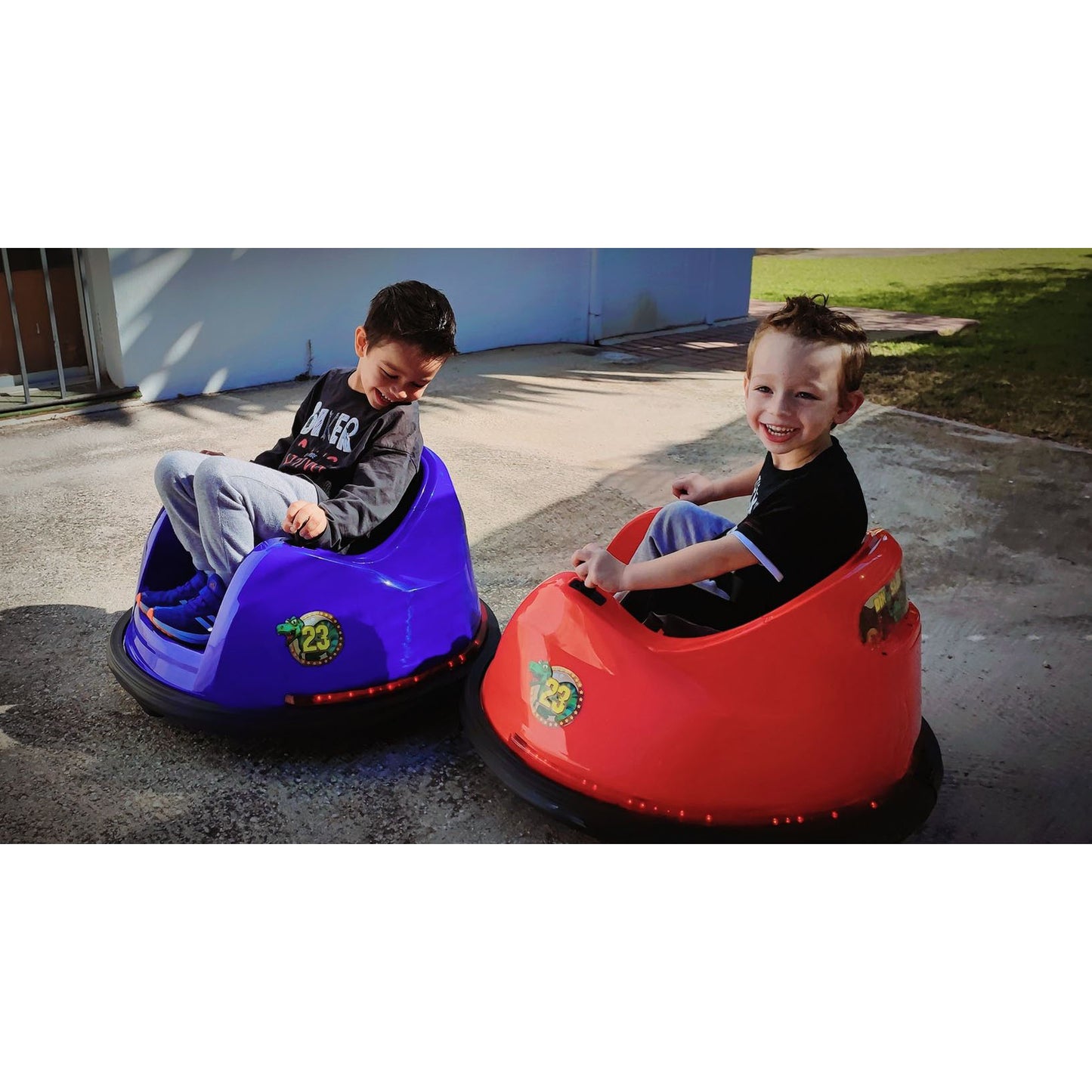 BLUE DINOSAUR ADVENTURE KIDS RIDE ON BUMPER CAR