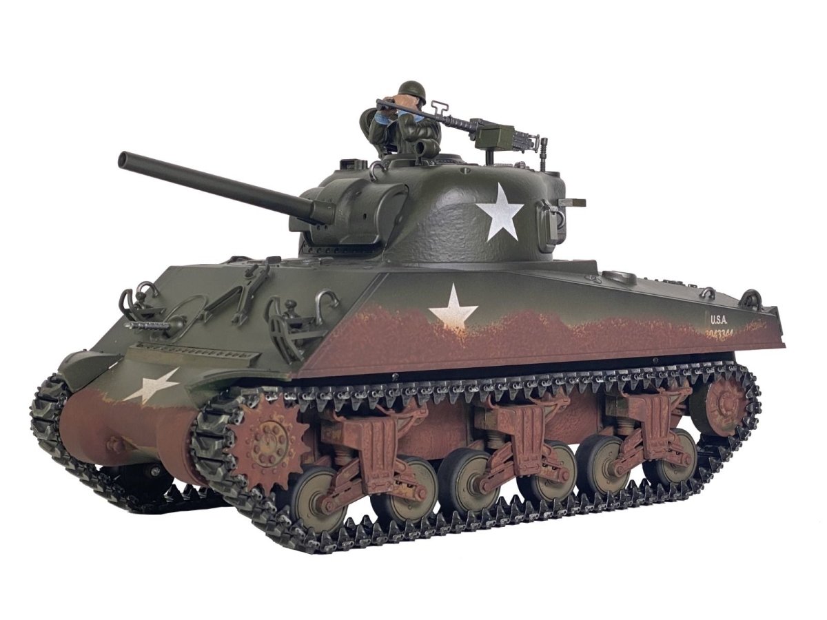 TAIGEN HAND PAINTED SHERMAN RC TANK - 360 TURRET AND METAL PARTS