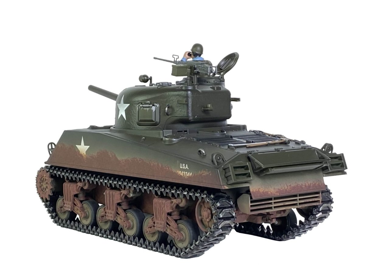 TAIGEN HAND PAINTED SHERMAN RC TANK - 360 TURRET AND METAL PARTS