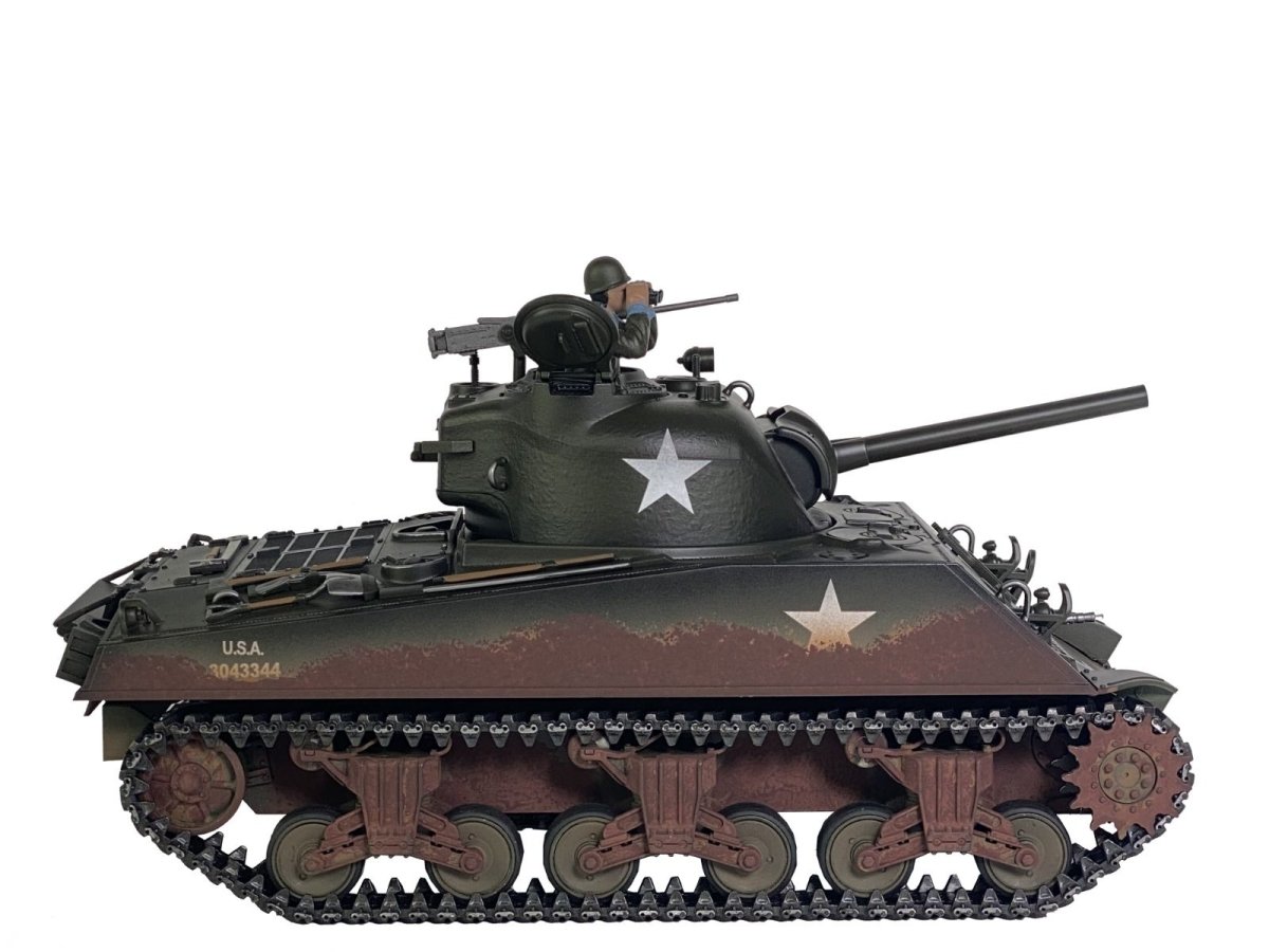 TAIGEN HAND PAINTED SHERMAN RC TANK - 360 TURRET AND METAL PARTS