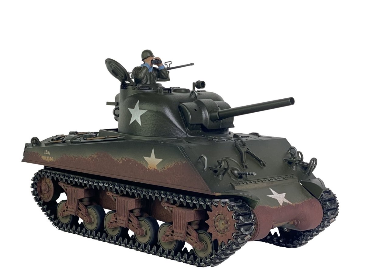 TAIGEN HAND PAINTED SHERMAN RC TANK - 360 TURRET AND METAL PARTS