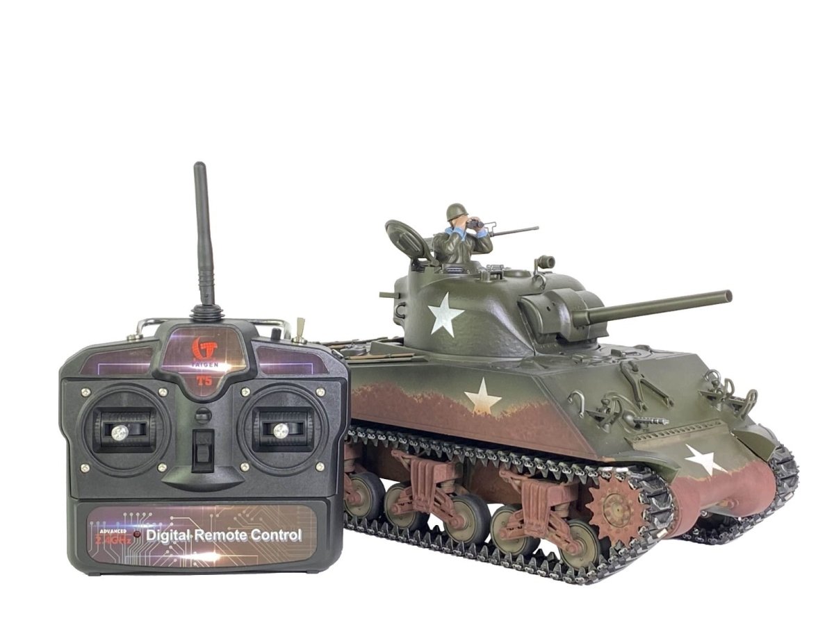 TAIGEN HAND PAINTED SHERMAN RC TANK - 360 TURRET AND METAL PARTS